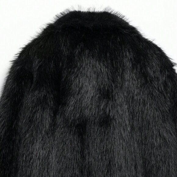 Black Casual Women's Faux Fur Coat - Picture 8 of 9
